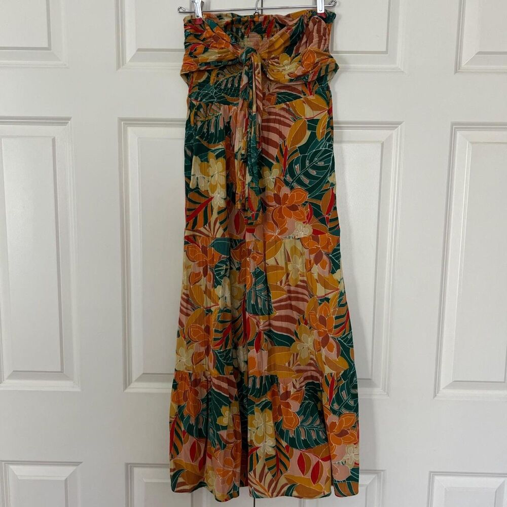 Rip Curl Brazilian Soul Bandeau Midi Dress Tropical Floral Strapless XS Small - Picture 2 of 10